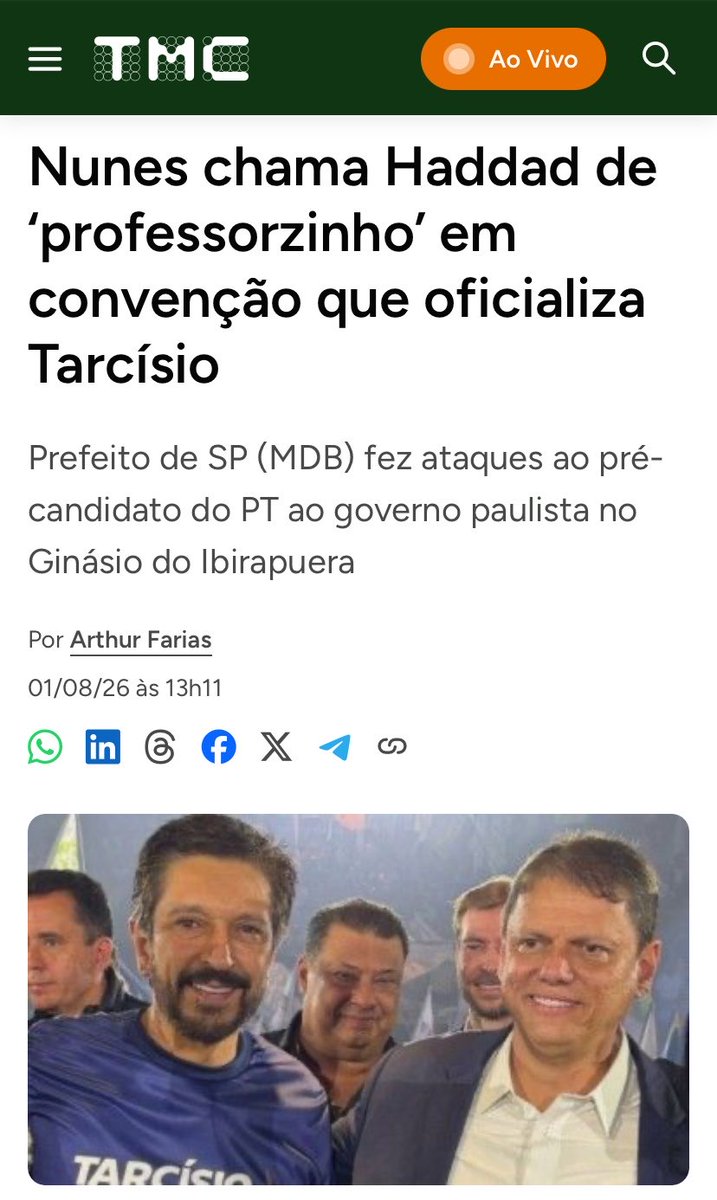 dudahidalgo13's tweet photo. Nunes e Tarcísio mais uma vez demonstraram seu desprezo pelos professores. 

Chamar Haddad de “professorzinho” não é apenas uma provocação ao adversário, e sim o reflexo de como eles não se importam com quem faz a educação acontecer no dia-a-dia.

Enquanto Lula e Haddad transformaram a educação e valorizam a profissão com o Mais Professores para o Brasil, eles fazem questão de menosprezar e precarizar.