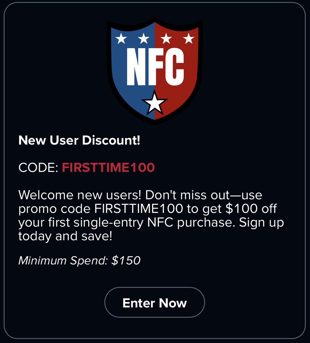 TheReal_NFC's tweet photo. Nice to meet you 🤝 here’s $100 off your first Fantasy Football team 🏈 https://t.co/az4WO1dna6 https://t.co/mhdQnejz6p