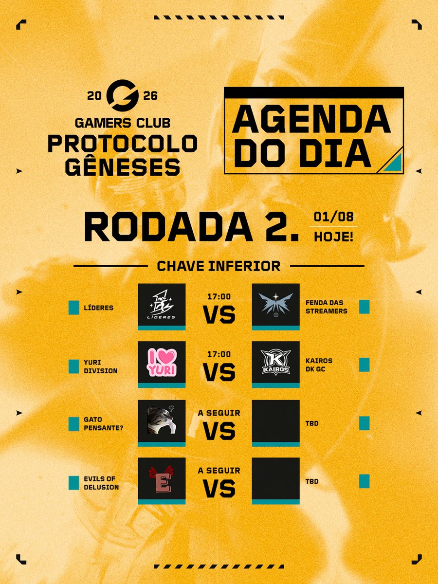 GamersClubVAL's tweet photo. Vamos definir as últimas duas vagas? ���

O segundo dia do LCQ do #VCTGameChangers vem pra definir os dois últimos times que jogarão a Etapa Final.

A partir das 17h, nos canais oficiais da Gamers Club VALORANT.

#VCTGameChangers https://t.co/4i6Fwaoe4L