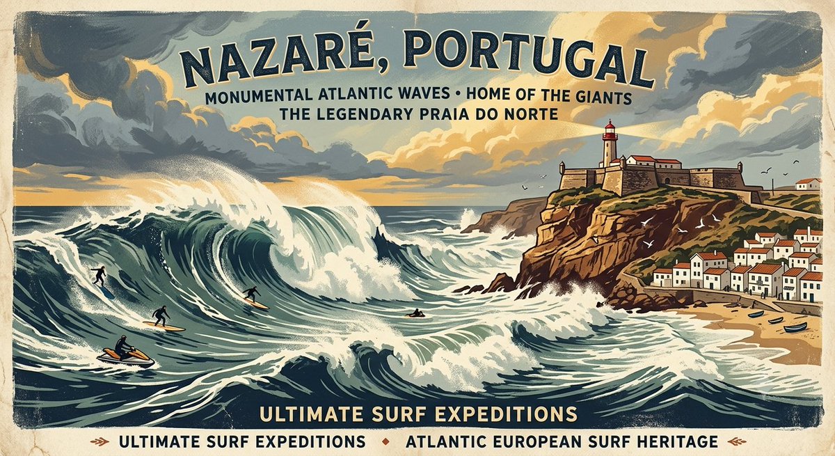surfreportbr's tweet photo. Nazaré, onde o Atlântico revela sua força e a Praia do Norte se transforma no território dos gigantes. Coragem, respeito e paixão pelas ondas. 🌊🏄‍♂️

#Nazaré #PraiaDoNorte #OndasGigantes #BigWaveSurfing #Portugal #Surf #Aloha #SurfReport https://t.co/QQ1nx2FlJI
