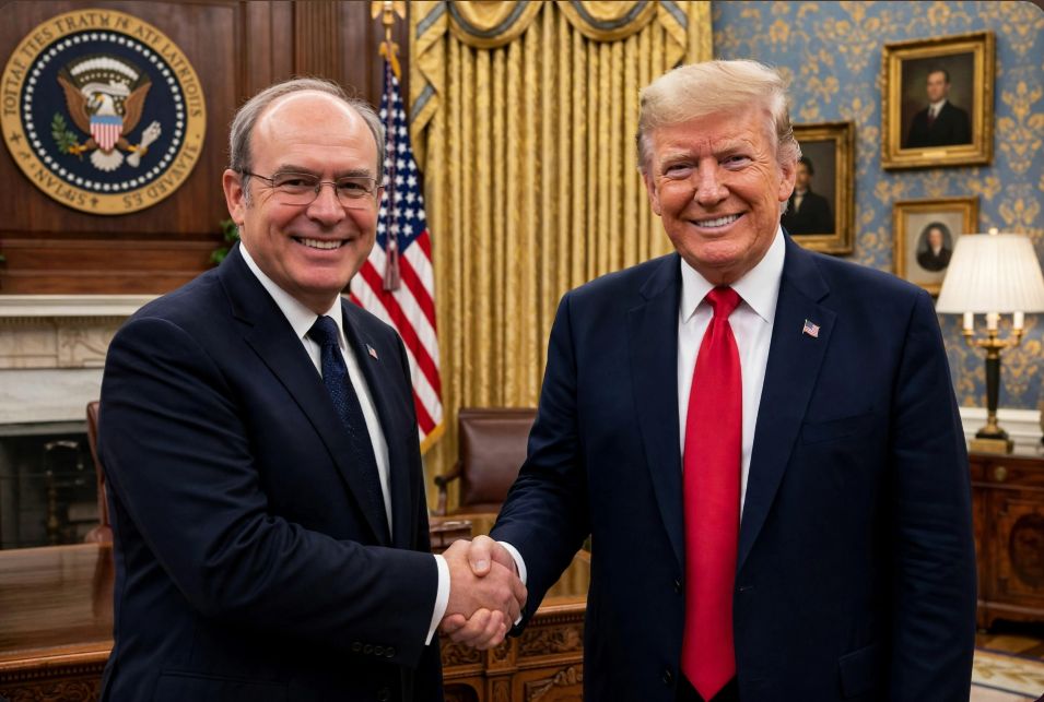 OutrasG's tweet photo. Με τον Πρόεδρο των ΗΠΑ Ντόναλντ Τραμπ. https://t.co/HnJWgcgfog