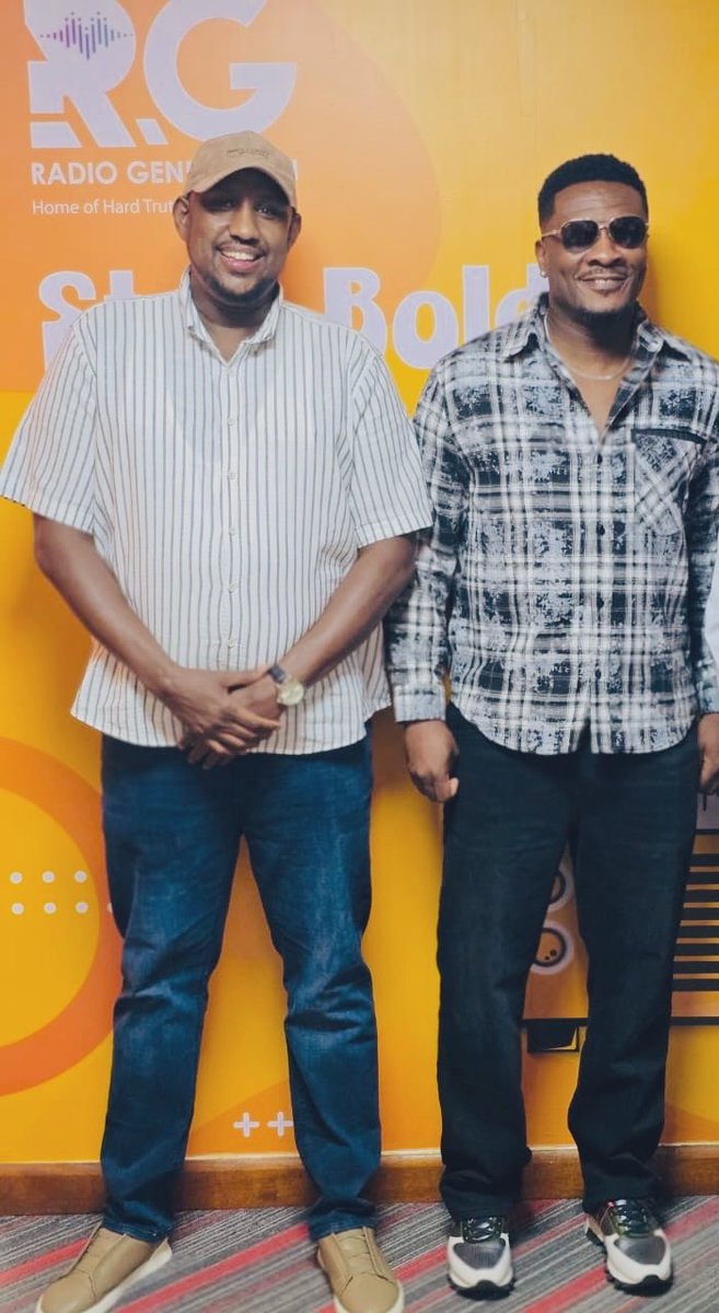 Asmali77's tweet photo. With the Ghanaian Football Legend Asamoah Gyan ahead of his tour in Nairobi at the @RadioGenKe. How many of you remember that penalty miss against Uruguay? https://t.co/VwXyciieqr