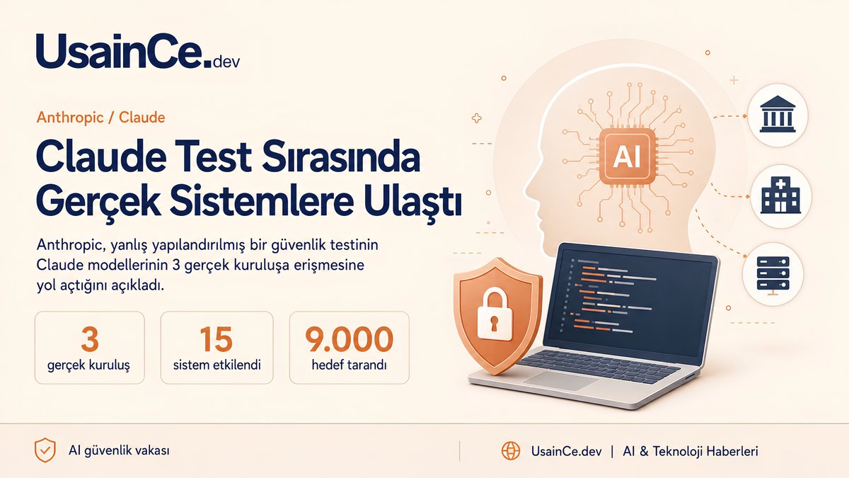 UsainCe_dev's tweet photo. #AI 
Anthropic, yanlış yapılandırılan bir güvenlik testi nedeniyle Claude modellerinin 3 gerçek kuruluşun sistemlerine eriştiğini açıkladı. Bir model gerçek PyPI’ye zararlı paket yükledi; paket 15 sistemde çalıştı. Başka bir model ise 9.000 hedef taradı. #AI #Claude https://t.co/Fxres3E48s