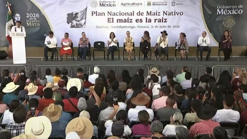 CuartaPlana's tweet photo. #Entérate | Programa de maíz nativo arranca en #Oaxaca con meta de 400 mil productores en 2026. Busca conservar semillas nativas e impulsar su producción, conservación y comercialización, explican. La Presidenta @Claudiashein y el gobernador @salomonj arrancan el programa.

#Noticias @GobOax

https://t.co/2qgghgItiU