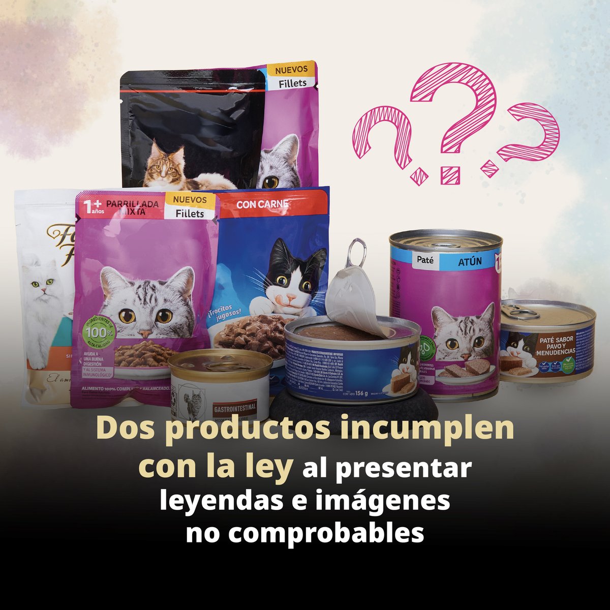 Profeco's tweet photo. 🐱 ¿Sabes qué contiene realmente el alimento húmedo que le das a tu #gato?

La @RdelConsumidor analizó 54 productos de alimento húmedo para gato y encontró que:

🔎 Tres productos de una misma marca declaran más proteína de la que realmente contienen.

⚠️ Dos productos presentan leyendas e imágenes confusas o que no pudieron comprobarse.

Antes de elegir, infórmate y consulta con especialistas sobre las necesidades nutrimentales de tu mascota.

Conoce el estudio completo en la edición más reciente de la Revista del Consumidor.

Leer más en: https://t.co/fw51XoIR62