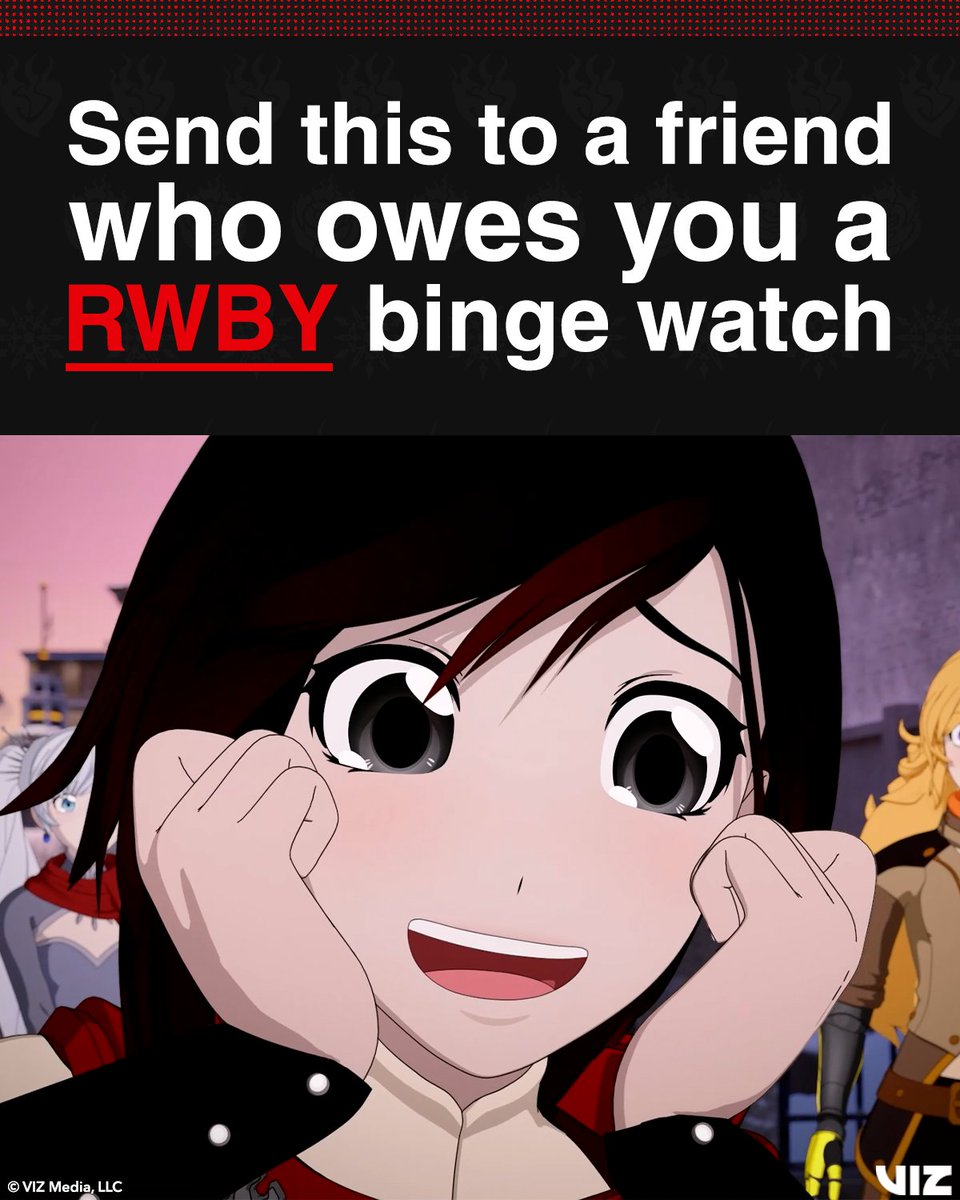 OfficialRWBY's tweet photo. This is your sign to tag that friend who's been meaning to start RWBY for a while now! ❤️🤍🖤💛 https://t.co/f9pJdg5CvT