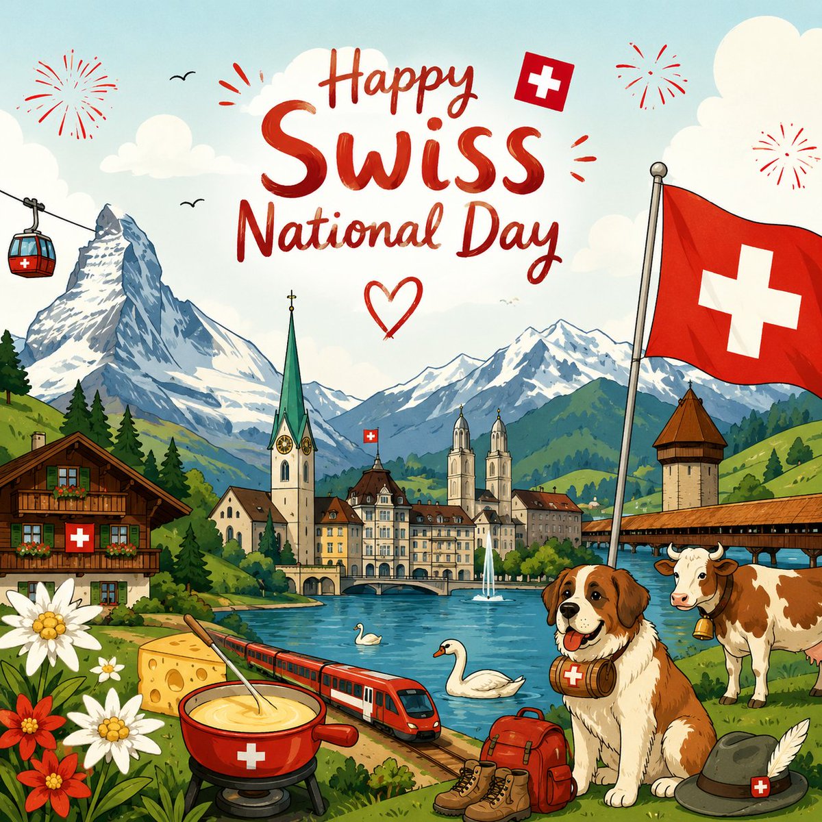SwissCGNY's tweet photo. 🇨🇭✨ Happy Swiss National Day!

Today we celebrate Switzerland’s traditions, diversity and innovative spirit — from our communities at home to Swiss connections around the world.

Wishing everyone a joyful 1 August! ❤️🤍

#SwissNationalDay #1August #Switzerland https://t.co/cOJTGGjOzI