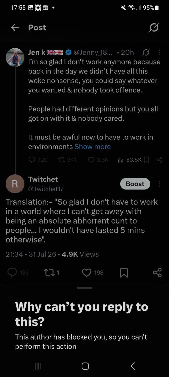 Twitchet17's tweet photo. Irony... Little JenK here bangin on about how sensitive people are... She gets some clap back and she takes offense... hypocrisy and Irony in action. https://t.co/4cktQzhYKd