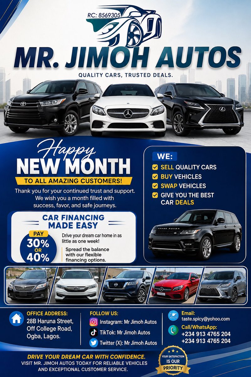 Dadaobasi's tweet photo. 🌟 Happy New Month to All Our Amazing Customers! 🌟

Thank you for your continued trust and support. We wish you a month filled with success, favor, and safe journeys. https://t.co/cmgEpuIL2d