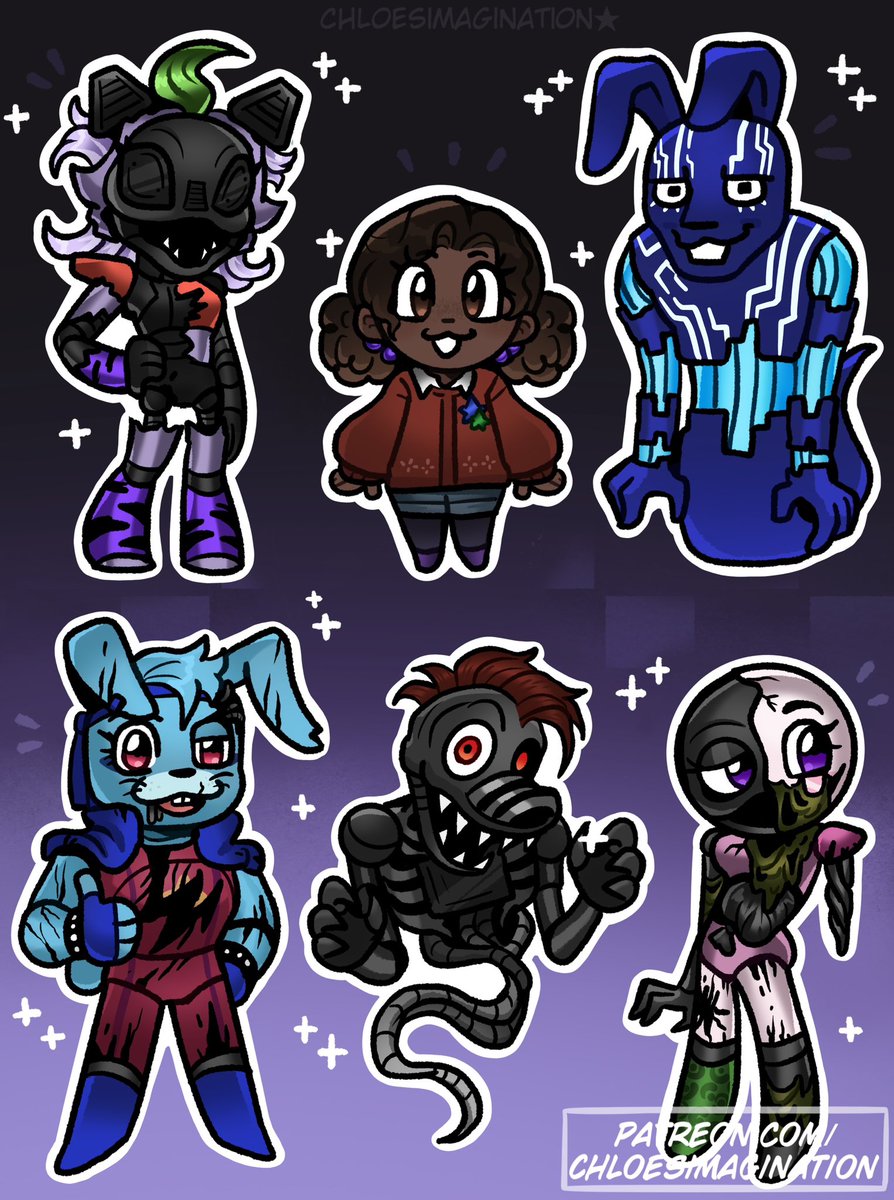 ChloeImagine's tweet photo. FNAF RUIN sticker club stickers for August!! https://t.co/x0LIn3sSKH
