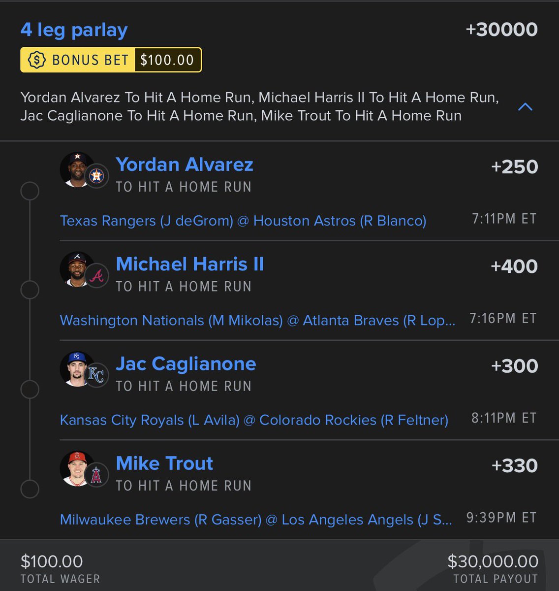 MCbets__'s tweet photo. THE ONLY HR PARLAY YOU NEED TONIGHT

This is it. This is the ONE

The only question is, what are YOU doing with $30,000? 🤑 https://t.co/GBH9wZDQu7