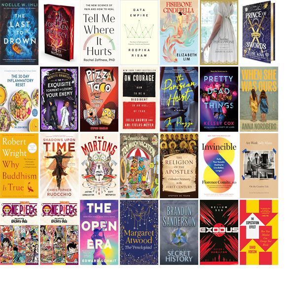 hendersonlibs's tweet photo. This week the Henderson Libraries have 102 new books and one new movie.  New items include The Last to Drown, A Forsaken Prophecy, Tell Me Where It Hurts, Data Empire, Fishbone Cinderella, Seeking Persephone, and Prince of Swords. https://t.co/HSChfro8AK https://t.co/4NWs1vHWvY