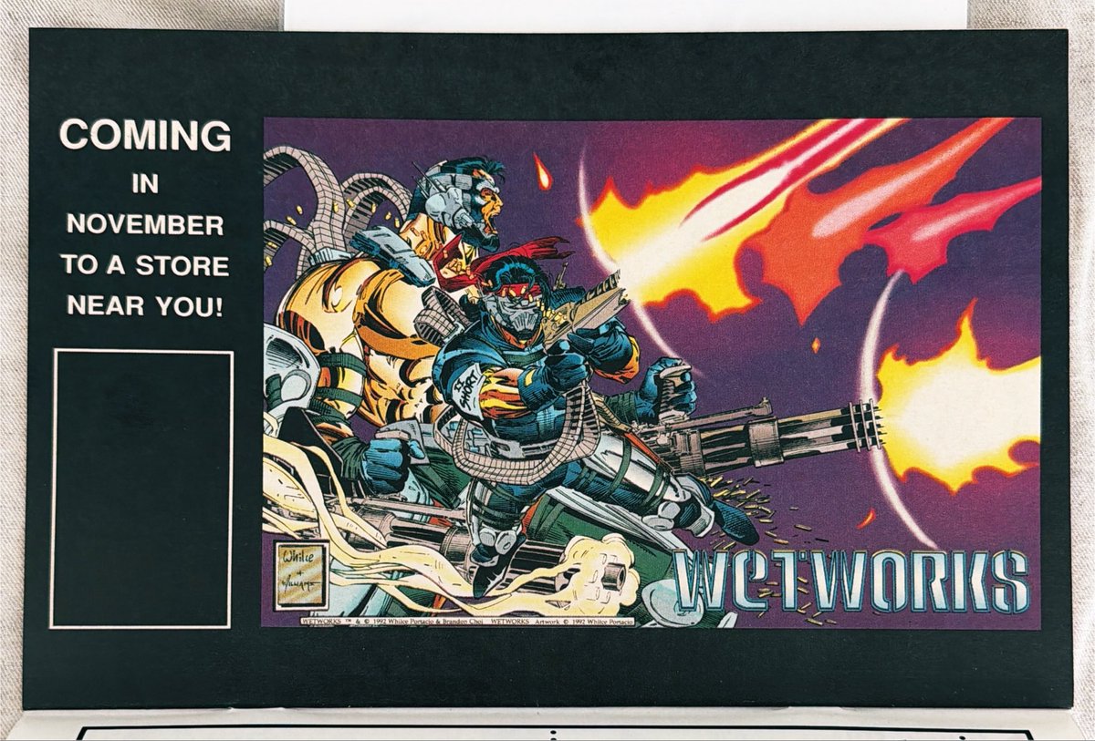 rholmes0520's tweet photo. From WildCATS #1, an early ad for @WhilcePortacio Wetworks! Unfortunately, but understandably, we would have to wait a couple of years before it debuted… #Wildstorm #Wetworks #comics https://t.co/mmu968S6Wr