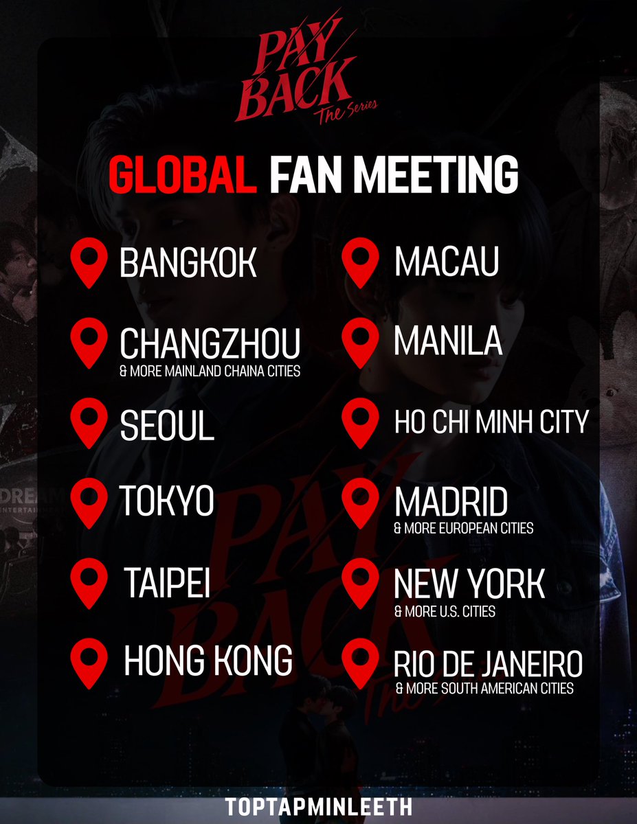 TOPTAPMINLEETH's tweet photo. - GLOBAL FAN MEETING -

 เริ่มจัดที่ ประเทศไทย เป็นที่แรก วันที่ 29 สิงหาคม นี้

The event will begin in Thailand on August 29th.

#PAYBACKTheSeries
#toptapminlee
#TOPTAPjarukit
#MINLEEthanakorn https://t.co/bQTrLNYdbh
