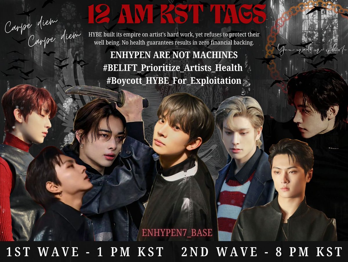 Orbit36352S's tweet photo. Let's go gng !!
Drop some tagssss !!🤏

HYBE built its empire on the artists' hard work, yet refuses to protect their well-being. No health guarantees result in zero financial backing

 ENHYPEN ARE NOT MACHINES 
#BELIFT_Prioritize_Artists_Health 
#Boycott_HYBE_For_Exploitation https://t.co/MZtSlAZrsY