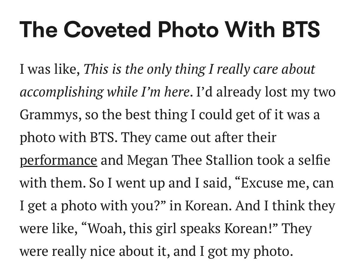 dooyourthing's tweet photo. Pop band Japanese Breakfast’s Michelle Zauner at the 2022 grammys, had said the only thing she cared about accomplishing most was getting a photo with BTS.

That’s what real impact looks like. Institutions can either catch up or get remembered for fumbling it.
#ArtHasNoAliens https://t.co/JUsNmJeK0E
