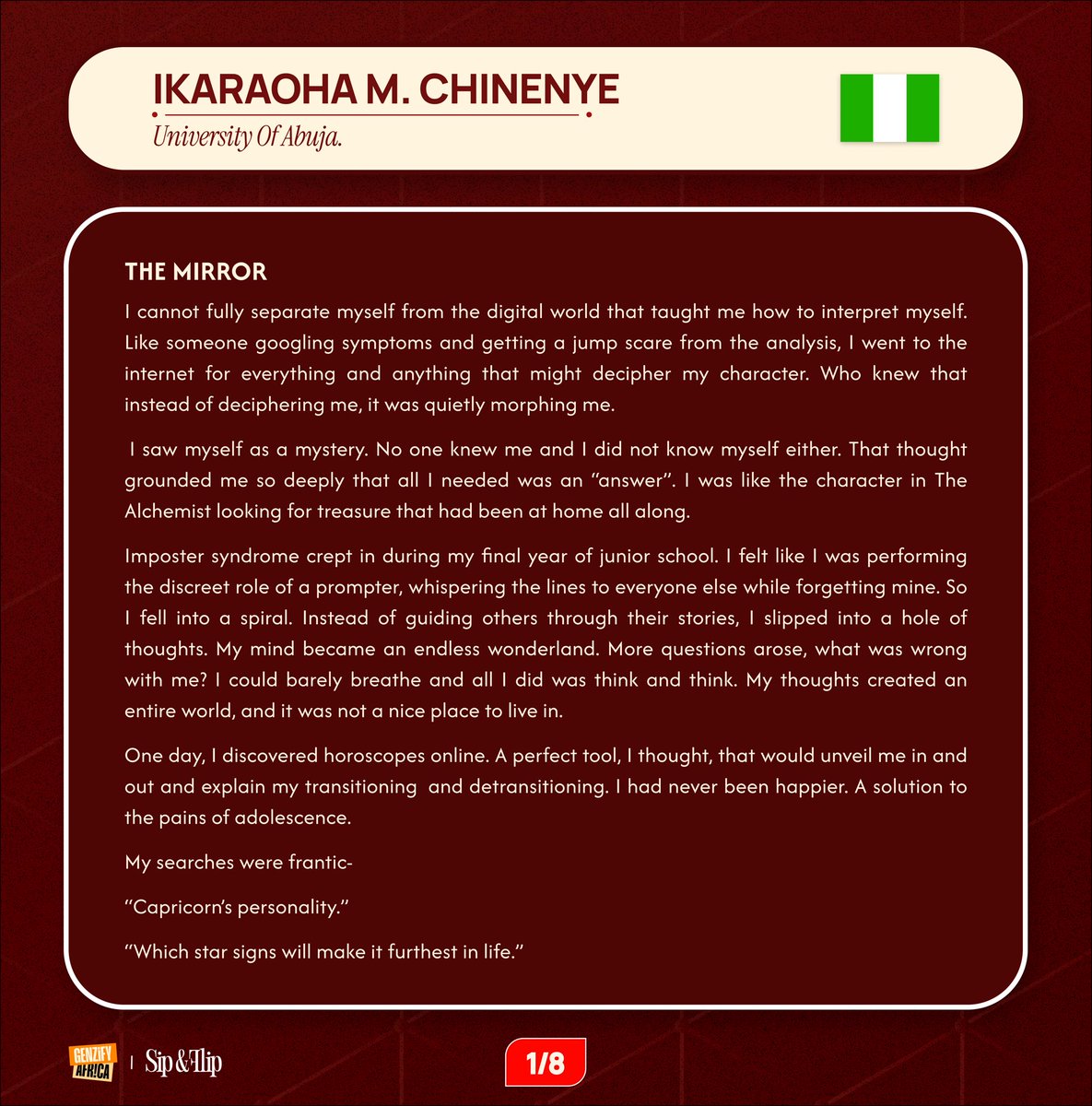 genzifyafrica's tweet photo. 6. Ikaraoha M. Chinenye — University of Abuja 🇳🇬 https://t.co/60ITuff0Bd
