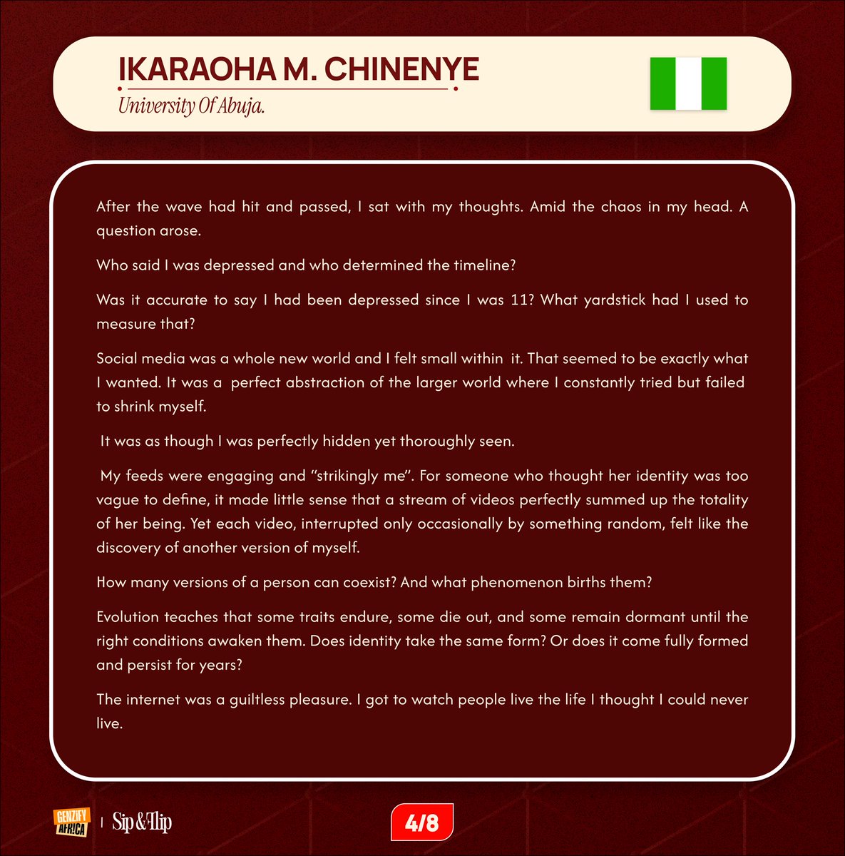 genzifyafrica's tweet photo. 6. Ikaraoha M. Chinenye — University of Abuja 🇳🇬 https://t.co/60ITuff0Bd
