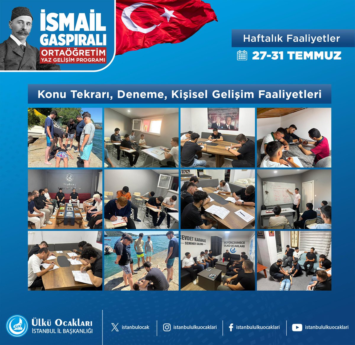Aalparslandogan's tweet photo. Ülkü Ocakları İstanbul İl Başkanlığı olarak, Ülkü Ocakları Genel Merkezimizin öncülüğünde gerçekleştirdiğimiz “İsmail Gaspıralı Ortaöğretim Yaz Gelişim Programı” tüm hızıyla devam ediyor! 

Eğitim-öğretim dönemi öncesinde yaz tatilini verimli geçirmek isteyen tüm ortaöğretimli kardeşlerimizi bekliyoruz. 🇹🇷