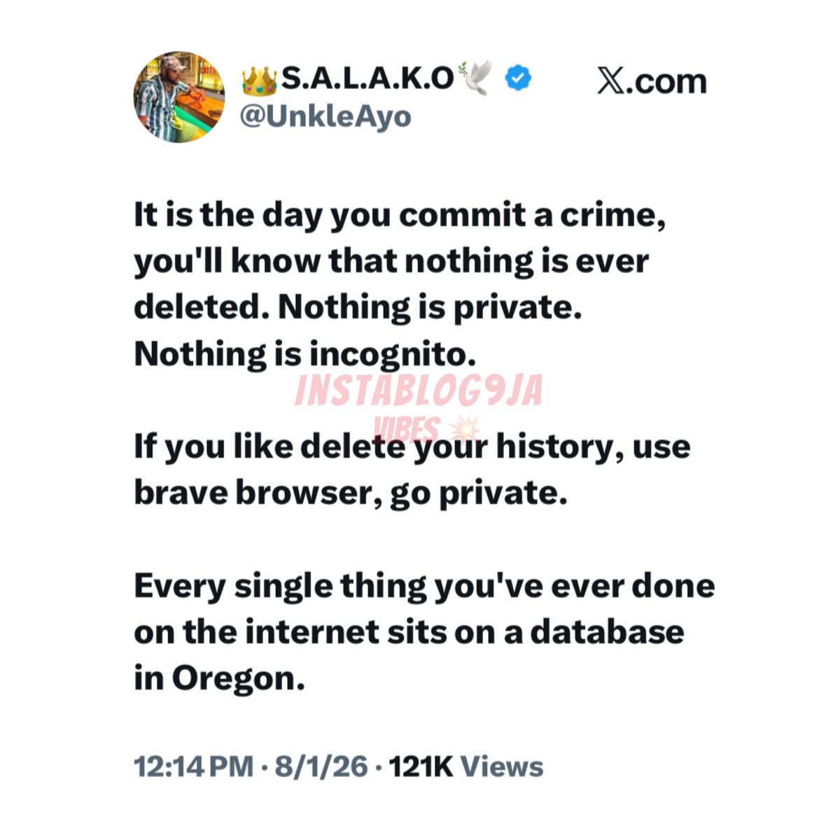 instablog9ja's tweet photo. Tech expert sparks debate after claiming nothing is ever truly deleted from the internet, even in private or incognito mode. 🌐🤔 https://t.co/UgmizVfeGJ