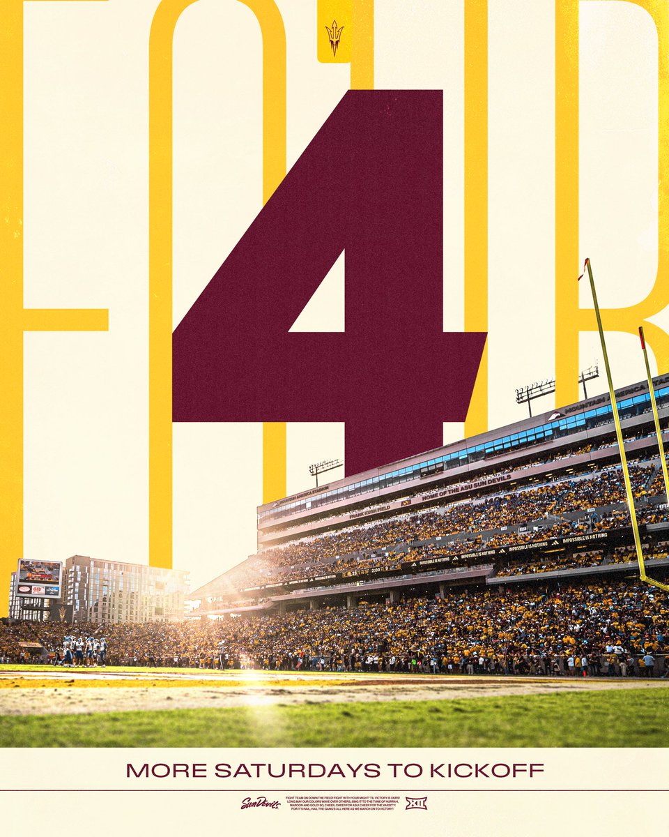 ASUFootball's tweet photo. 4️⃣ more Saturdays till game day in Tempe ‼️ https://t.co/Np6erJZ19m