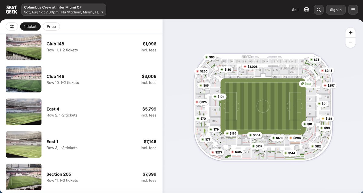 getctix's tweet photo. @ThereseUTD Messi's first Miami match since the World Cup is tonight 
Get-in for a single seat: $56 
Front row: $7,399 https://t.co/D9xIUlpy47