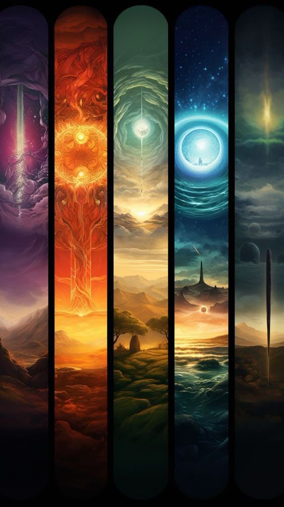 astropeak_11's tweet photo. Five realms. Five energies. One universe. 
Which realm would you step into first? 🔥🌿🌊🌌💫 https://t.co/WUdxMQXK7H