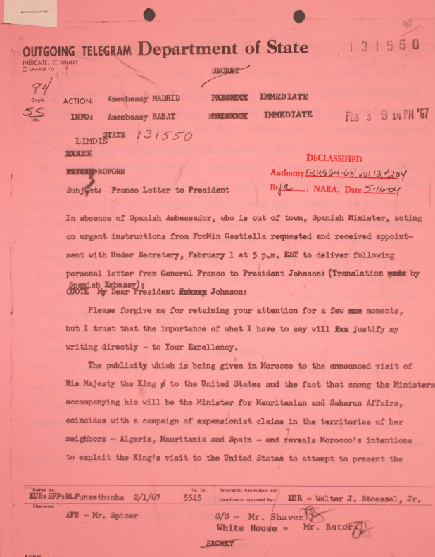GuillermoRocaf1's tweet photo. Carta de #FRANCO al Presidente de  EE.UU. en 1967 "advirtiendo" de que NO armaran a Marruecos por ser Nación "agresiva" y "desestabilizadora".

Hoy vemos que Estados Unidos ha apoyado y financiado la entrega de Ceuta y Melilla a Marruecos 👇🧐

Lean mi artículo sobre la carta mencionada 👇🧐

https://t.co/wbbsNotJE8