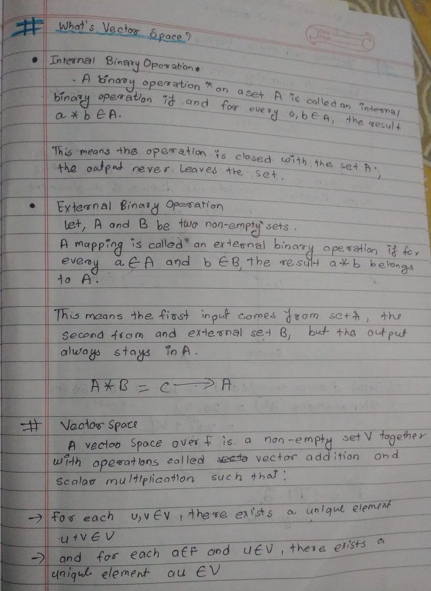 preeyanka07's tweet photo. #LSPPDay59
Today I studiedπ,
* Vector Space
* Internal Binary Operation
* External Binary Operation
and how cosine similarity can be use to see the similarity between sentences.
@lftechnology
#60DaysOfLearning2026 #LearningWithLeapfrog https://t.co/j5qmZWB1qO