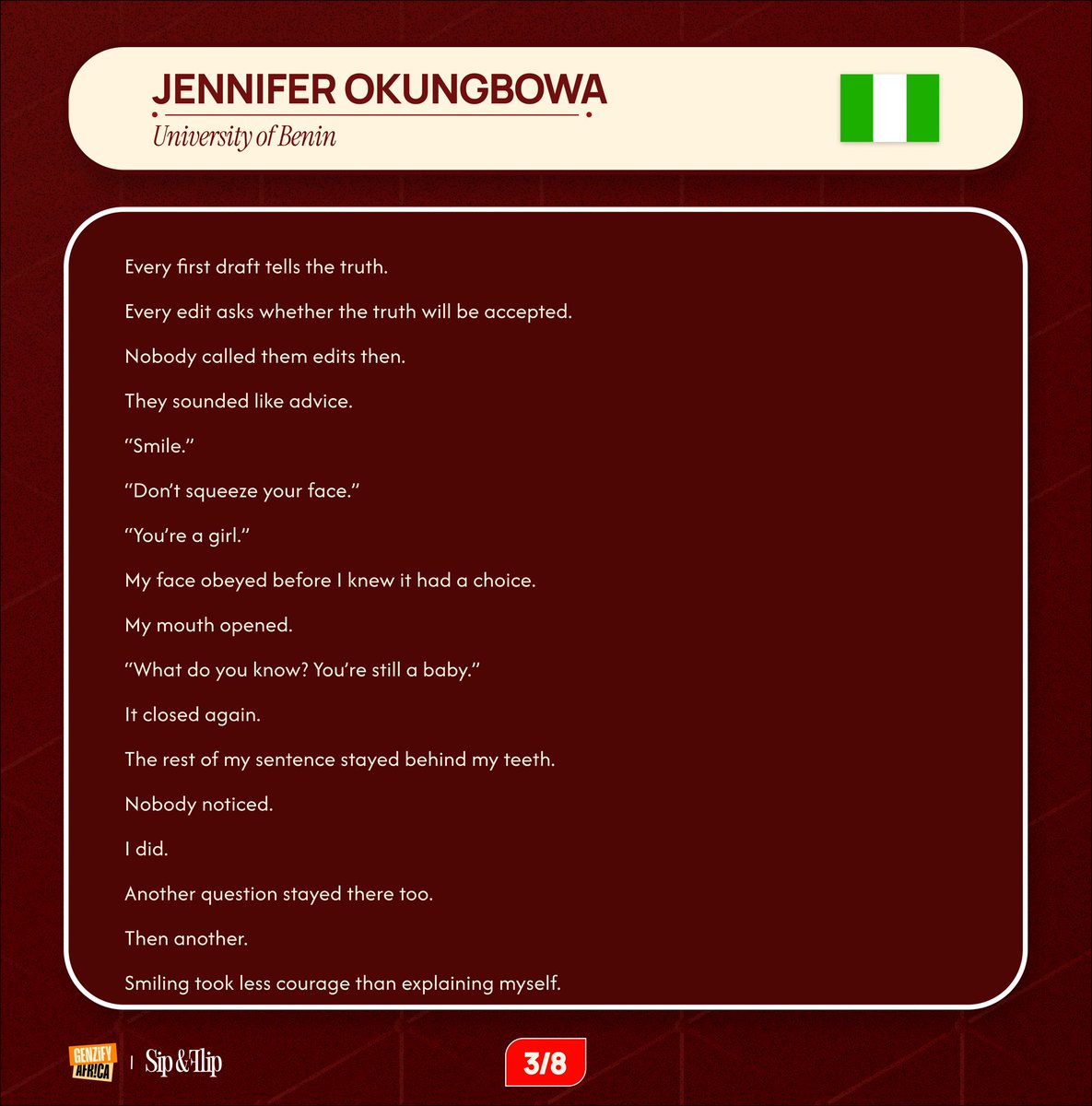 genzifyafrica's tweet photo. 9. Jennifer Okungbowa — University of Benin 🇳🇬 https://t.co/SQ4rR2OlMA