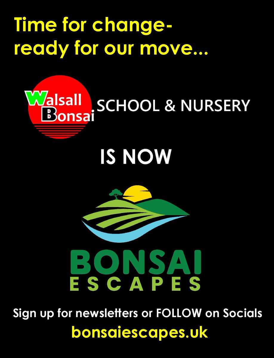 BonsaiEscapes's tweet photo. Time to change all socials to the new trading style ahead of our move. #Walsall #bonsai will still be open for #workshops and #bonsaitreesales until the end of September.
Phone lan soon to book your time slots ahead of the big move. #hereford https://t.co/sB74aKkXAt