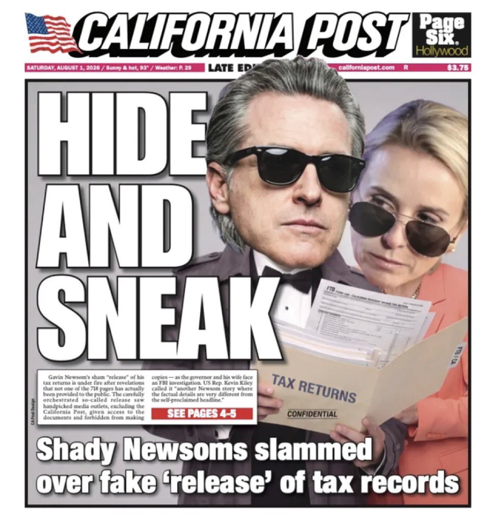 ginamilan_'s tweet photo. Gavin Newsom loves preaching 24/7 about Trump’s “tanking economy” and how expensive everything is for regular people.

Meanwhile his new tax filings show he and his wife dropped $200k on household staff and wrote off $45k in Armani clothing.

Talk about a fraud.

How much of that lifestyle is bankrolled by his wife’s diaper scam or FireAid money? 🤔