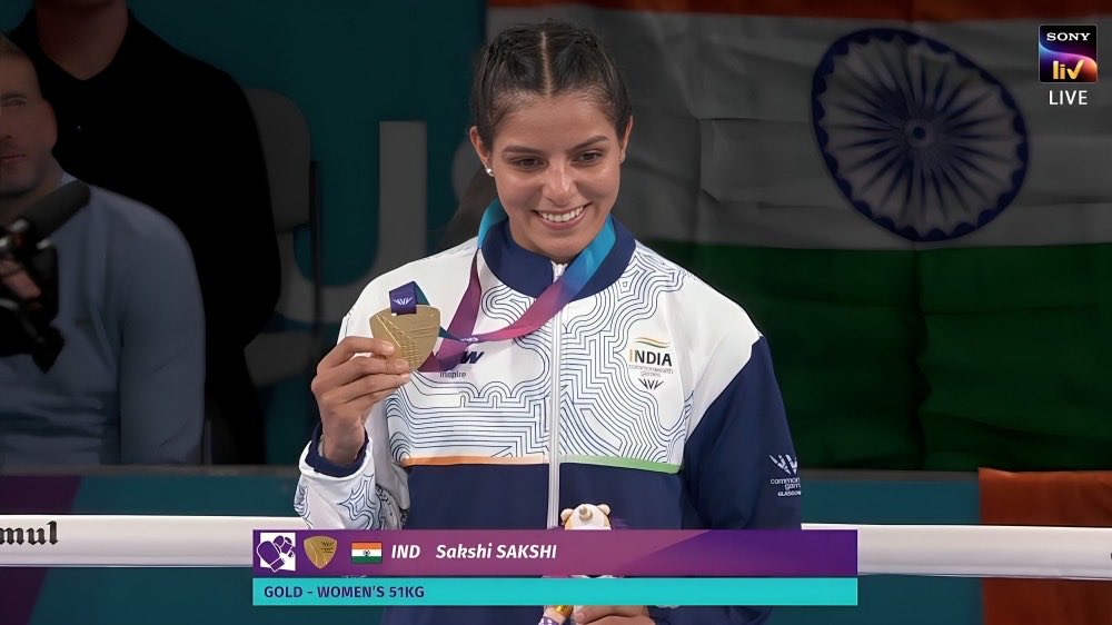boxer_sakshi's tweet photo. Dreams built over years of hard work, sacrifice, and unwavering belief have finally become reality.

Proud to win the Gold Medal at the Glasgow 2026 Commonwealth Games and bring glory to India. 🇮🇳❤️

This moment belongs to my coaches, family, teammates, and every single person who believed in me throughout this journey.

Thank you for standing by me every step of the way.

This Gold is for India. 🇮🇳🥊❤️

#CommonwealthGames2026 #TeamIndia #Gold #IndianBoxing #cwg2026 #cheer4bharat