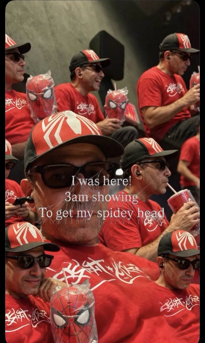 PoeticHussam's tweet photo. @SpiderManMovie  I was there at 3am to get my spidey head. Great spidey movie 10/10. How would mutants  have been without professor X? Great concept. https://t.co/3fGd8ZPwgo