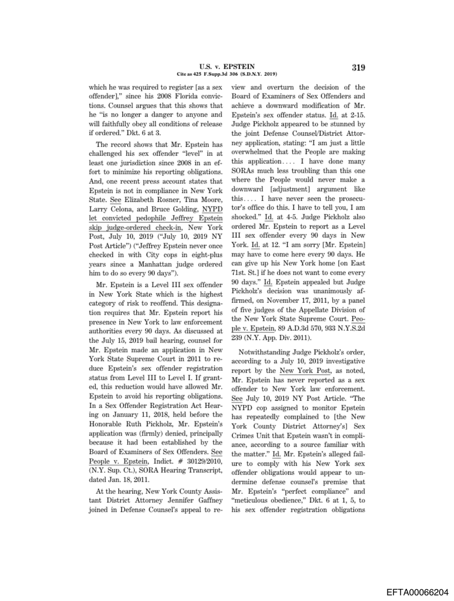 epsteinsearchin's tweet photo. Jennifer Gaffney, a Manhattan assistant DA, joined Jeffrey Epstein's lawyers in asking a judge to lower his sex offender risk level.

Judge Ruth Pickholz, denying it: "I have never seen the prosecutor's office do this. I have to tell you, I am shocked." https://t.co/0uEgn05oKK