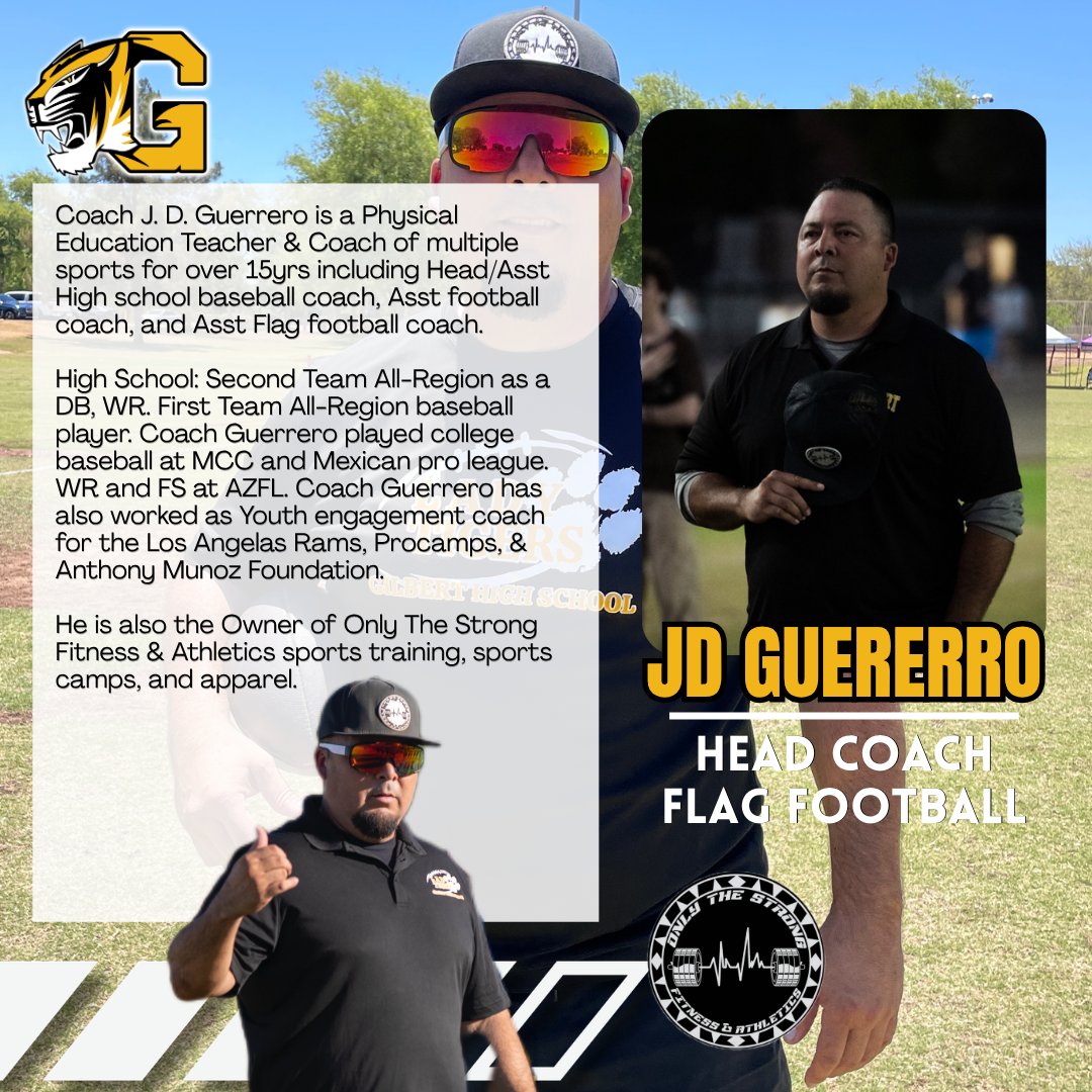 GHSladyflag's tweet photo. As of June We would like to welcome Coach JD GUERRERO, in his new role as the Girls Flag Football! Head Coach.
@Gilbert_Tigers
@GilbertHSTigers
#headcoach #TigerStrong #leaderofleaders #nextmanup #welcometothejungle https://t.co/EvKzAIt45o