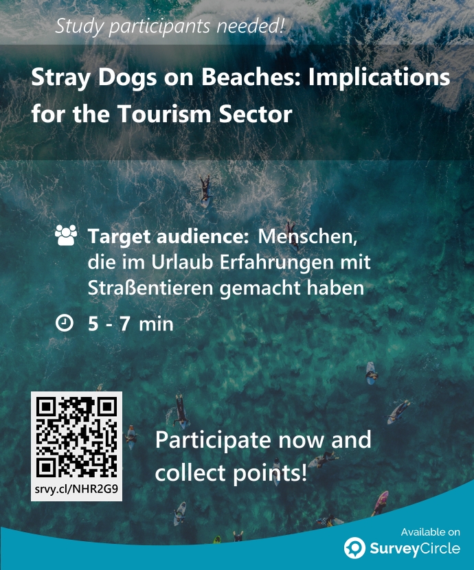 top_studies's tweet photo. Participants needed for top-ranked study on SurveyCircle:
"Stray Dogs on Beaches: Implications for the Tourism Sector" via @SurveyCircle
#tourism #StrayAnimals #AnimalWelfare #DestinationAttractiveness #survey #surveycircle https://t.co/JXo9aqRkTF