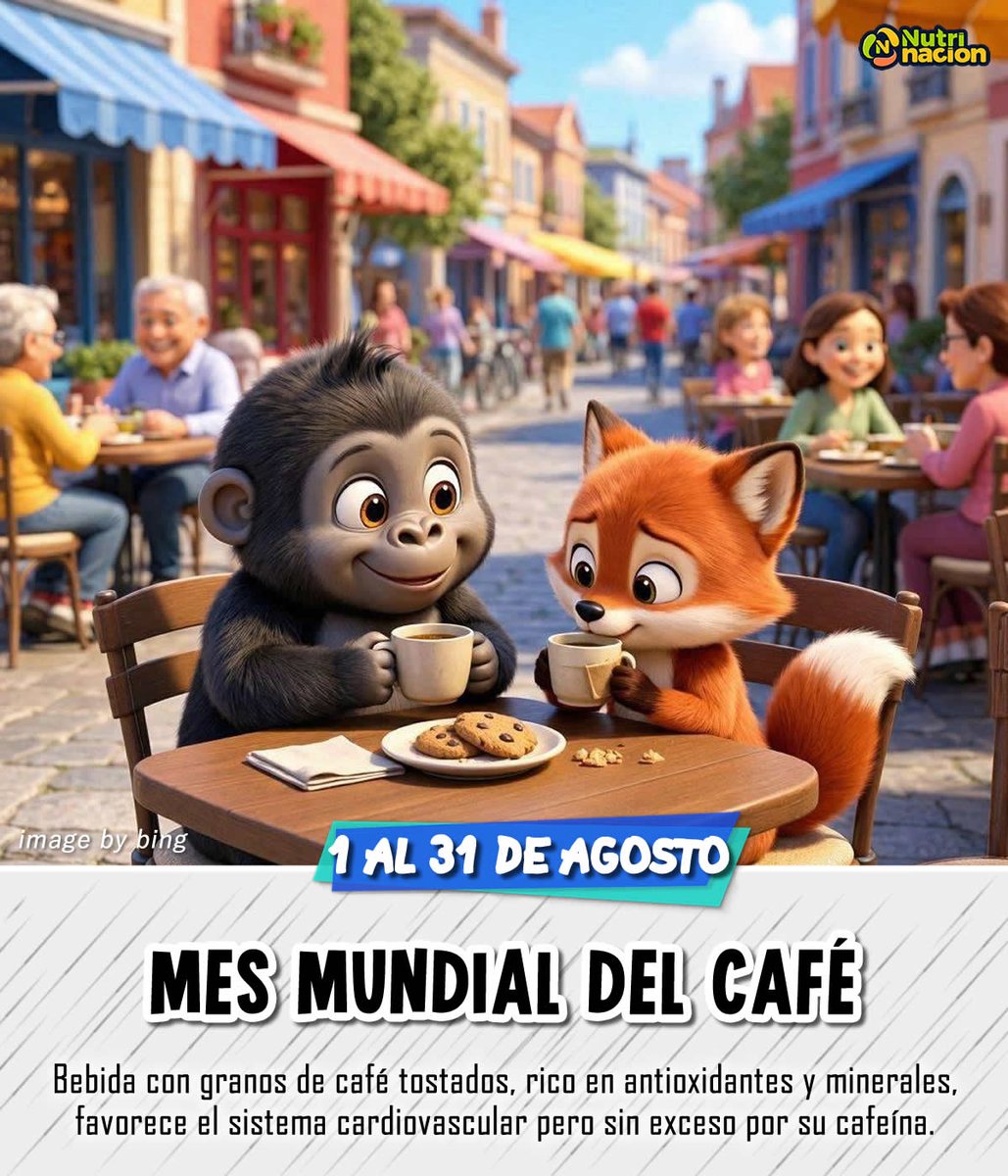 nutrinacion_'s tweet photo. Celebramos el mes mundial de #coffee cada 1 al 31 de agosto, #bebida con granos tostados, rico en antioxidantes y minerales, favorece el sistema cardiovascular pero sin exceso por su cafeína.

Educación saludable #nutrinacion #café #kahve #kaffee #coffeemonth https://t.co/sWW2ZwgnYa