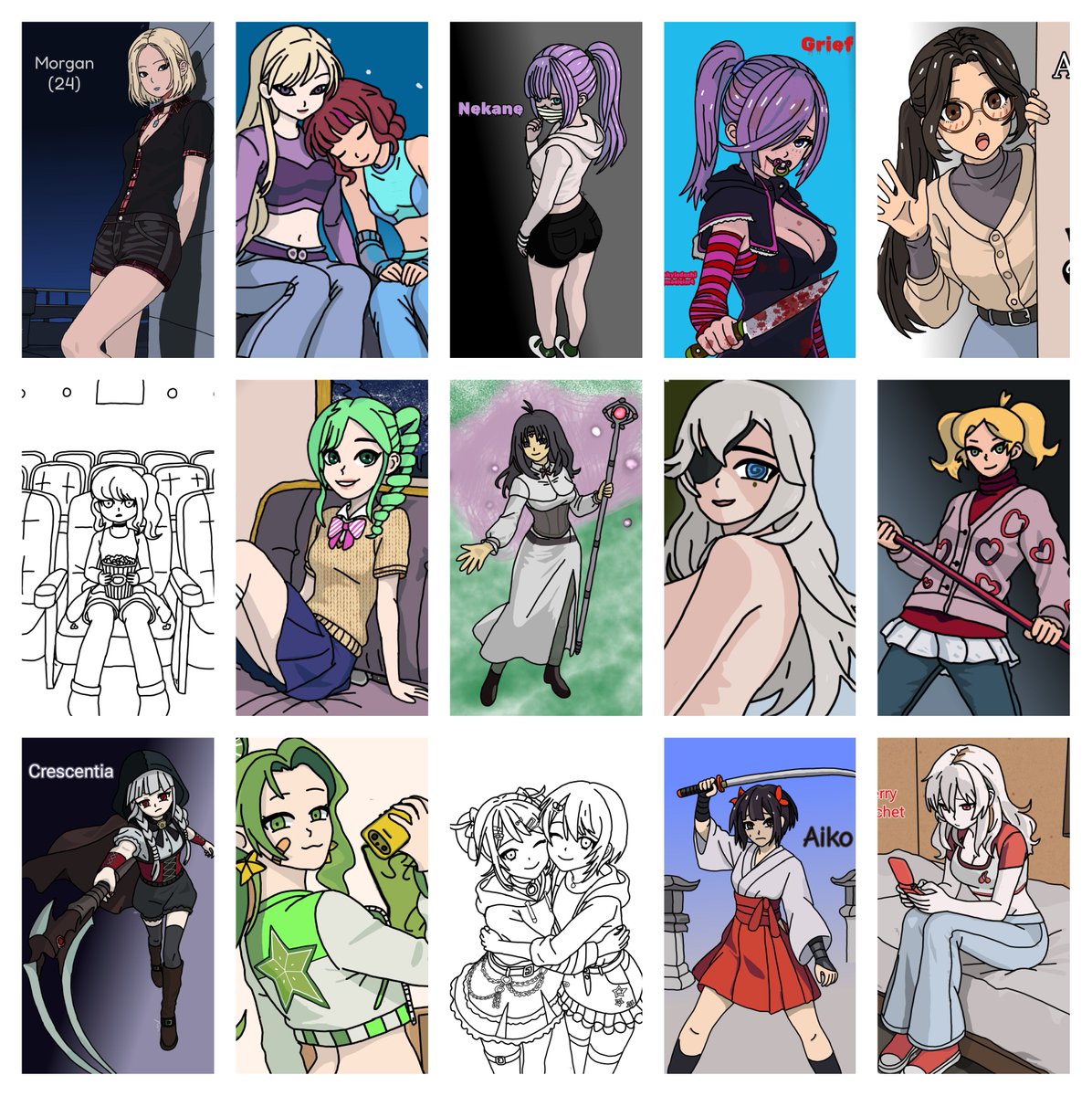 sdgrieving's tweet photo. I have waved my artfight flag for the remaining 20 hours. here is a collage that shows where I was when I started artfight exactly one month ago, versus today. https://t.co/1keRPJejUK