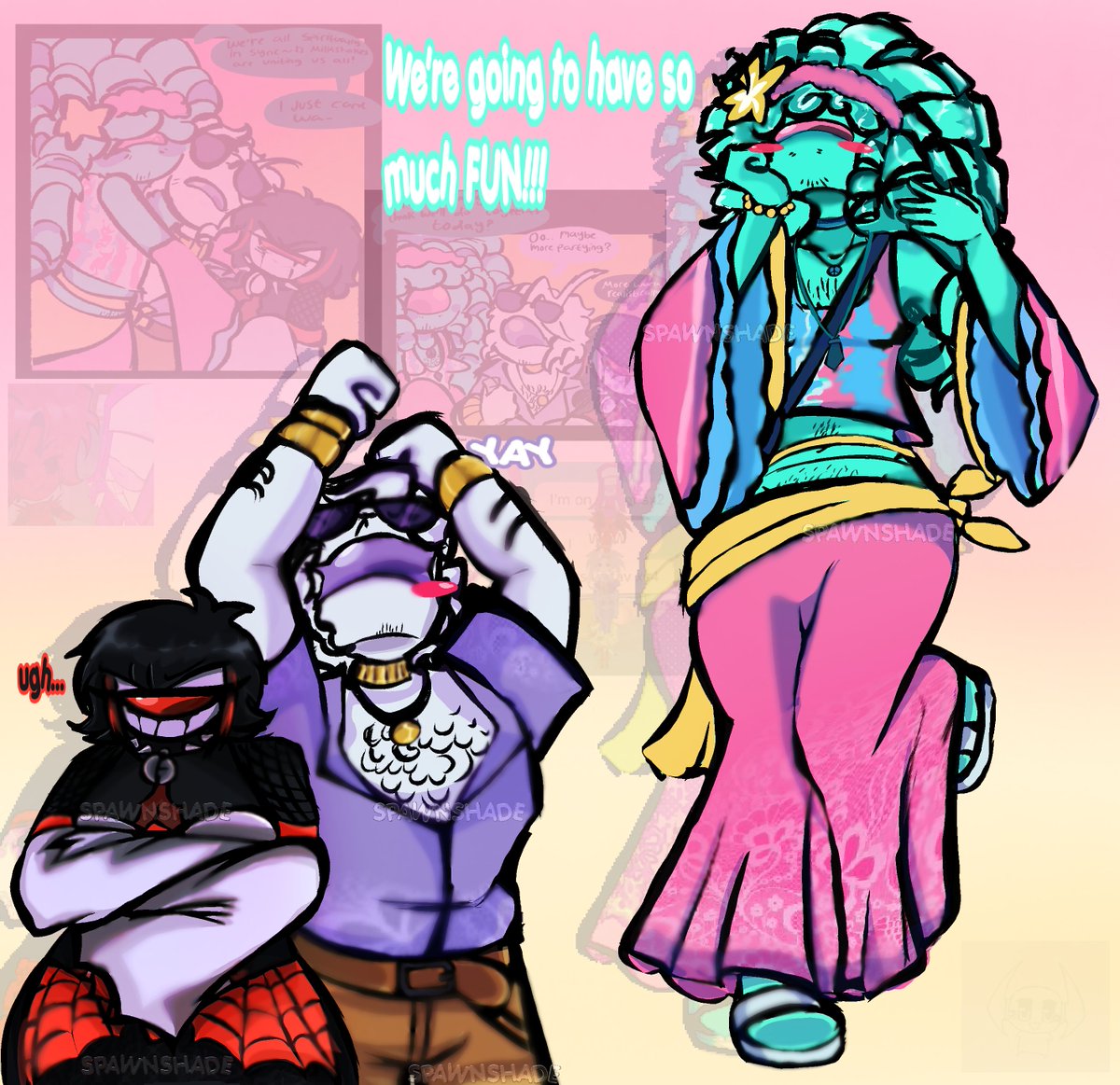 SPAWNSH4DE's tweet photo. I got burnt out while doing this btw, I'M SO SLUGGISH RIGHT NOW OH MY GOD
(finished this in the middle of the night, so it looks kinda wacky tbh) 
. 
. 
.
.
I really love @puddinfetti's character designs a lot 😢😢😢😢❤️‍🩹❤️‍🩹❤️‍🩹
. 
. 
. 
#ourfraudulence #amongusshow https://t.co/nHcbcI9kRk