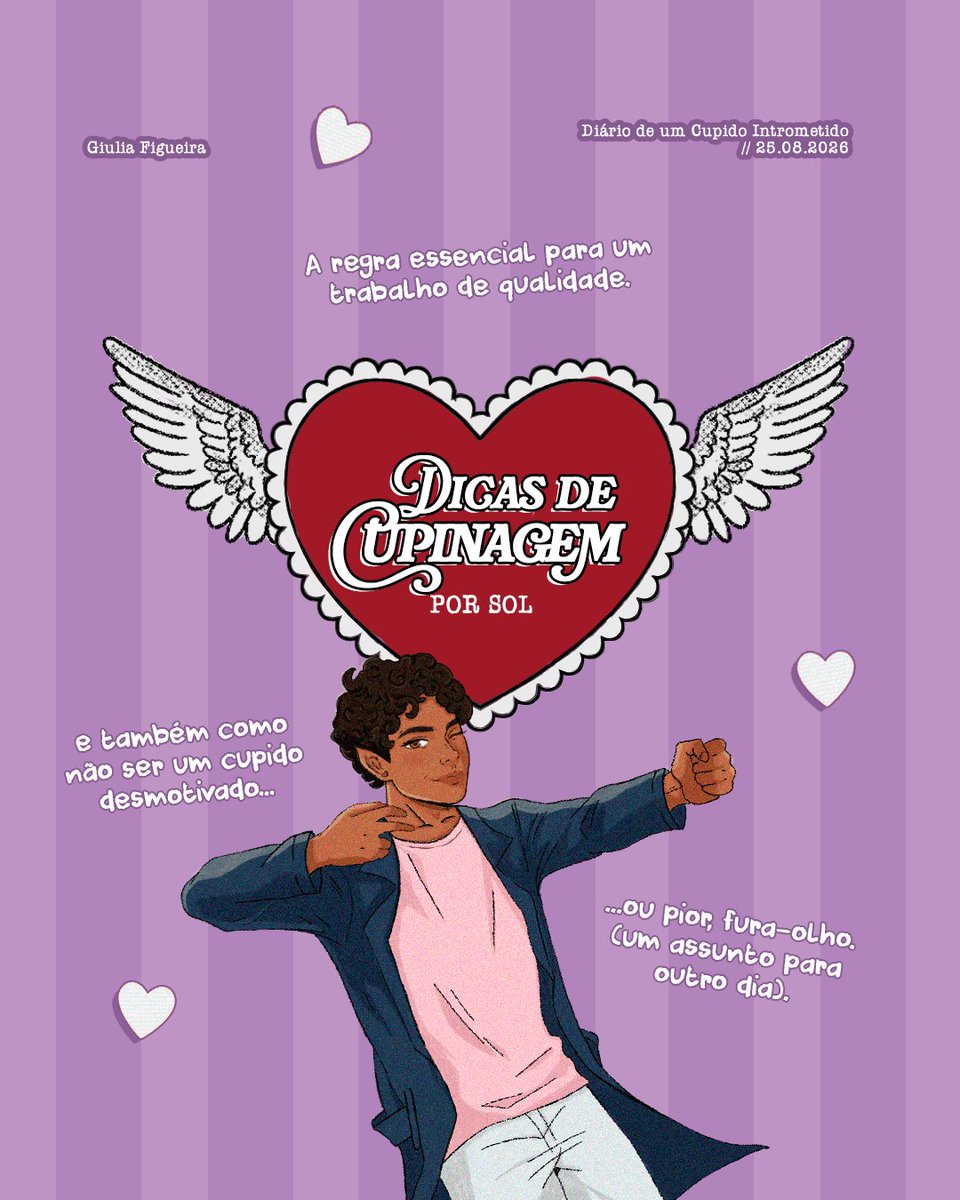 giuliafigautora's tweet photo. Alô, cupidos na timeline. Peguem suas penas ✍🏾
Hoje é dia de "Dicas de Cupinagem", por Sol. ☀️ https://t.co/w4X1xbb7RD