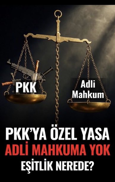 GlmserAksu1's tweet photo. ÖzelDeğil GenelAf 
@RTErdogan 
@dbdevletbahceli 
Hiç bir adli mahkum PKK nın binde biri kadar suçlu değildir önce af Sonra barış adalet https://t.co/nIFMSOcG11