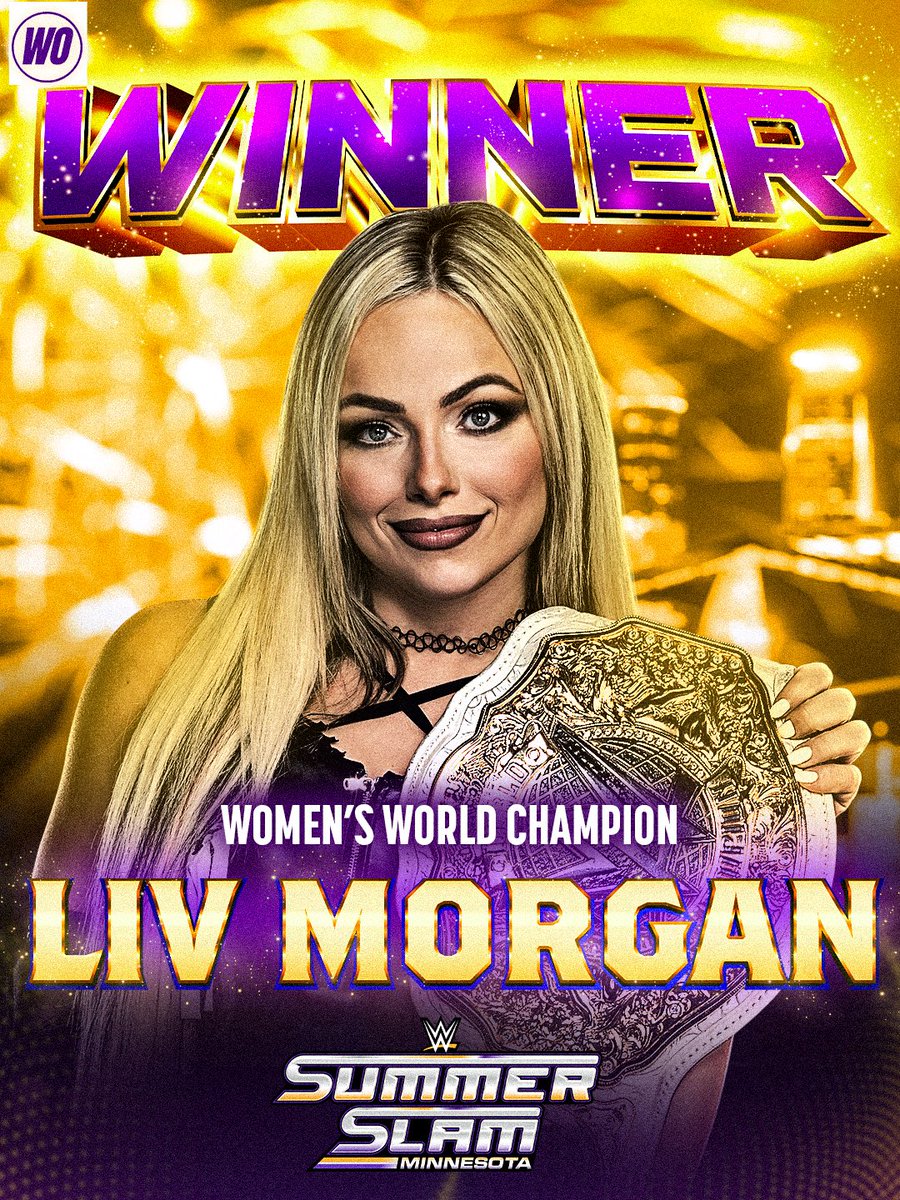 WrestleOps's tweet photo. AND STILL

Liv Morgan defeats IYO SKY to continue reigning as Women’s World Champion.

#SummerSlam https://t.co/6OcwZkVixU