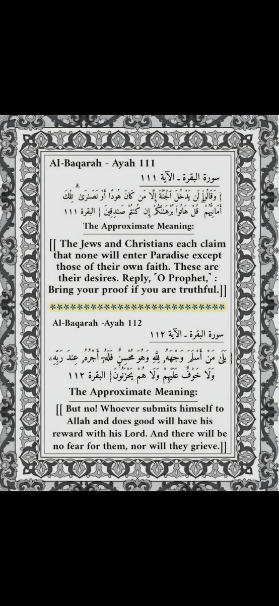 _lightandlove_'s tweet photo. @LittleRedEmber @fiiiiio_ The message of Quran 2:111-112 is clear: salvation is not about belonging to a group, but about sincerely submitting to God and doing good. The Quran calls for justice, goodness, and avoiding division. People praying peacefully in a park are not a threat. Hatred is. https://t.co/LNM693NVl2