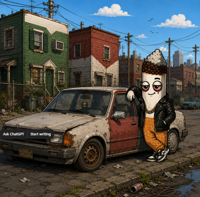 Drag_thecig's tweet photo. Bought my first whip bitch. She’s rusted, mismatched, and one pothole from retirement—but I’m done walking. No Lambo yet. Just progress, smoke, and bad decisions. 🚬🚗 #DRAG #StillHolding #DegenLife https://t.co/NaifwArlHl