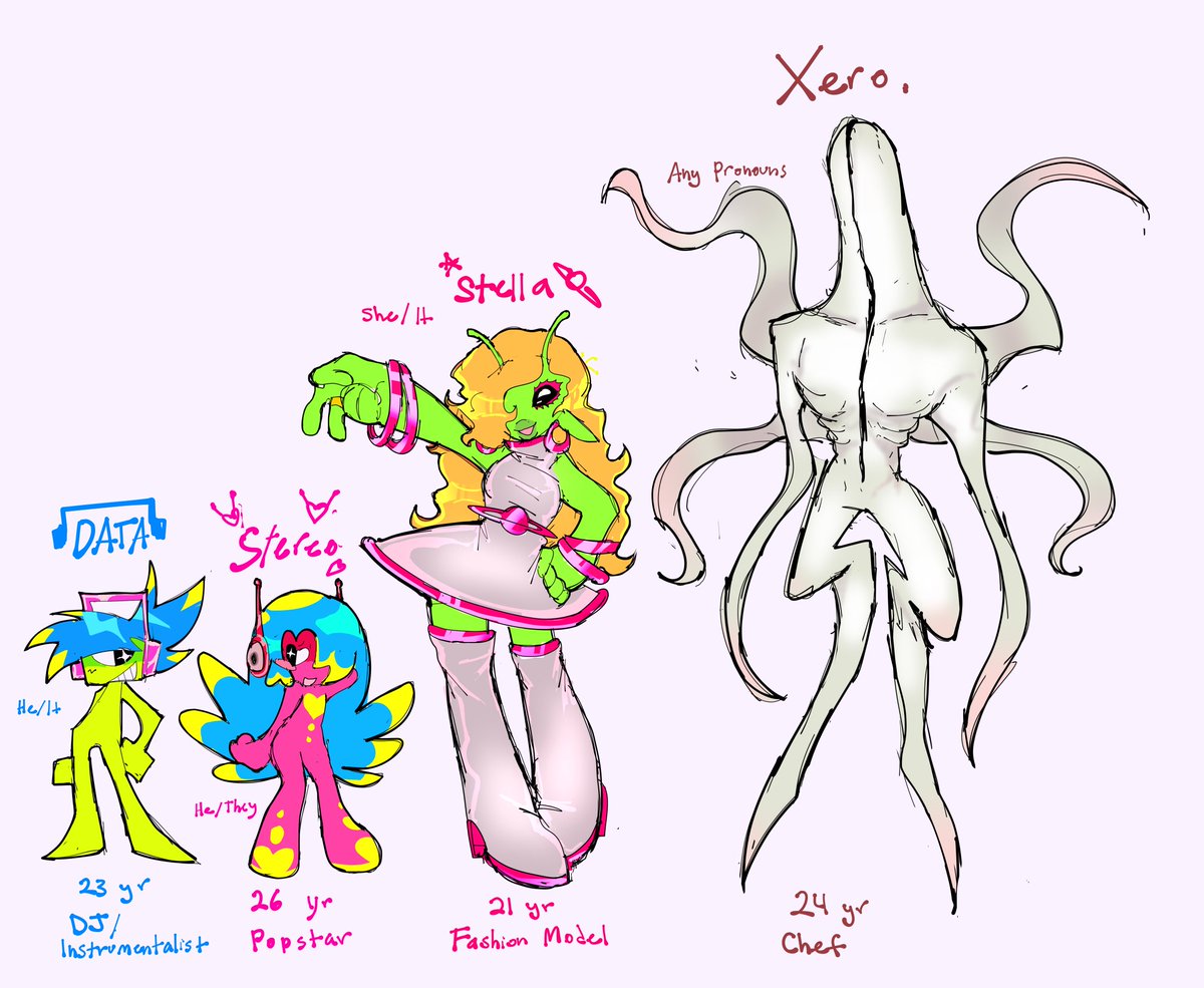 BASSSLAPPING's tweet photo. old alien ocs from about 1-2 years ago #oc https://t.co/eZBbZJ6ThM