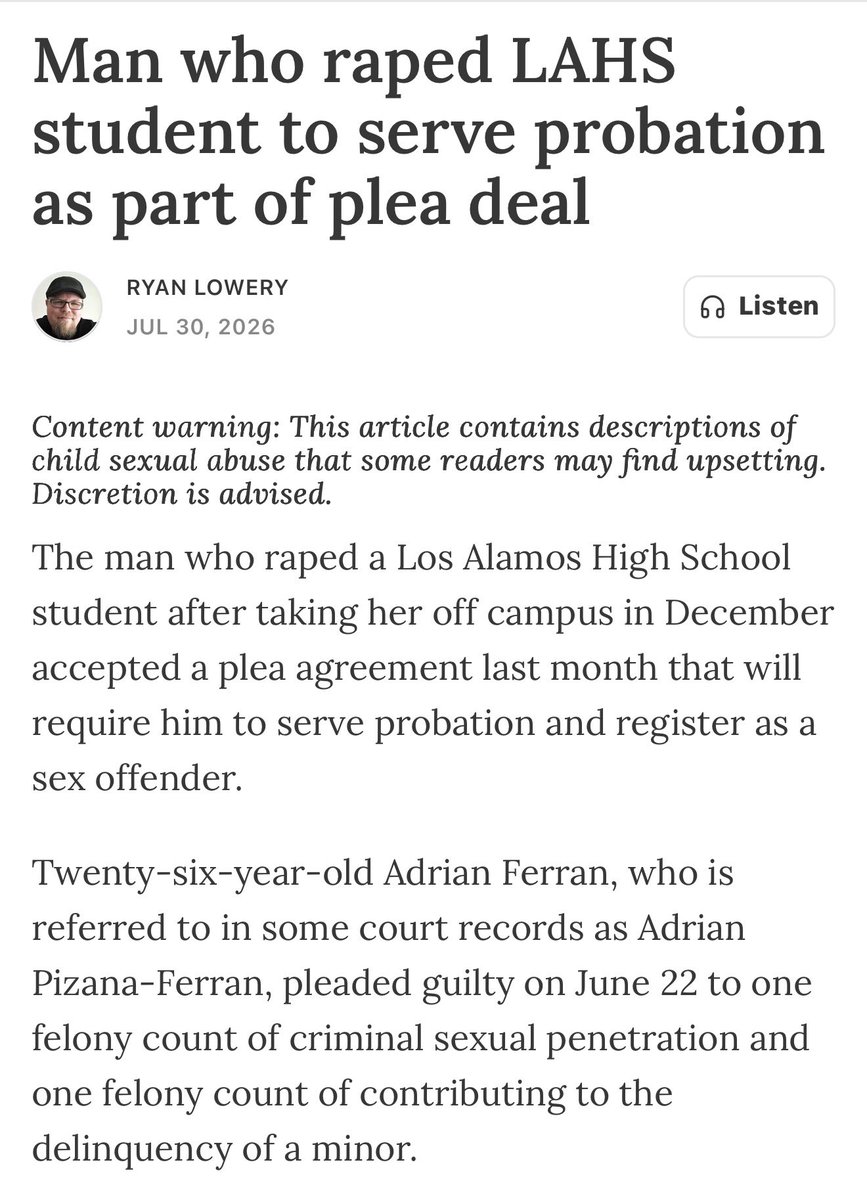 GooseRox505's tweet photo. Doesn’t surprise me. 

Sue the living shit out of the school district! 

“Ferran gained access to the school campus with a visitor’s pass that had been granted by the school’s office after he said he was there to drop off a car part to the auto shop for a project, according to court documents.”