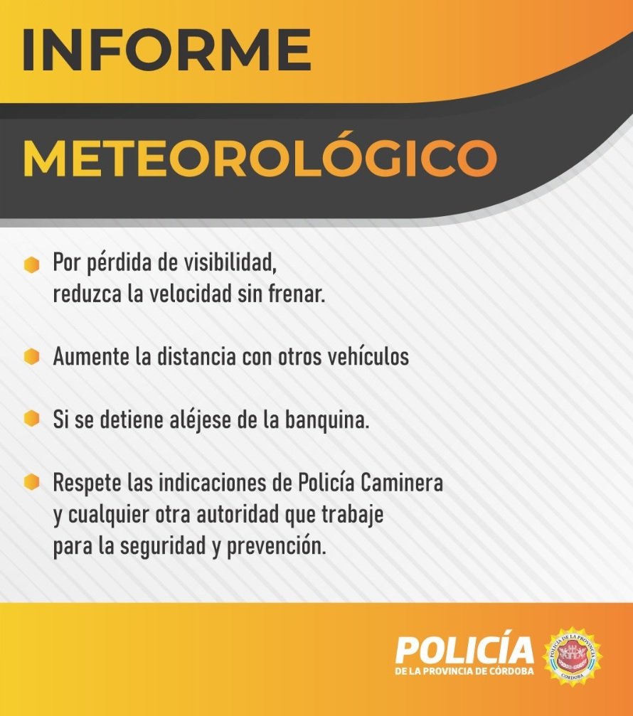 PoliciaCbaOf's tweet photo. 🌬️ ALERTA POR VIENTOS

⚠️Según el @HidroCordoba, se prevé para la madrugada del domingo y hasta horas de la siesta, vientos del sector oeste y noreste de variada intensidad, con ráfagas de más de 80 km/h en diversos sectores de la provincia. 

👀 Probabilidad de disminución de visibilidad por polvo en suspensión y riesgo de incendio ALTO 🔥. 

‼️Se recomienda circular con precaución.