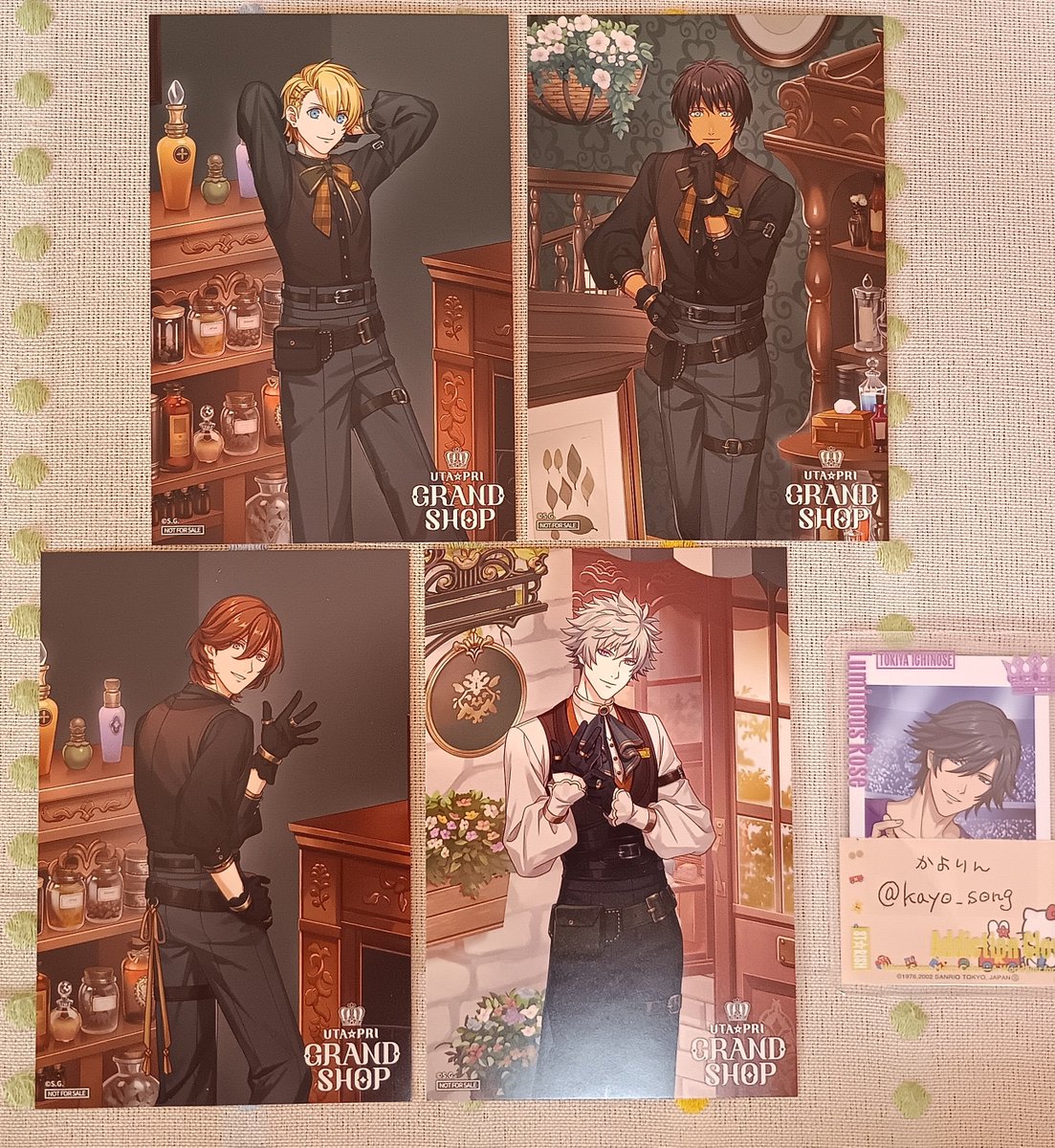 kayo_song's tweet photo. 【交換】うたプリ　グラショ　フレークシール　特典

【譲】
フレークシール：カルナイ（各３）
MC特典：翔、セシル、嶺二、蘭丸

【求】
トキヤorレン

大阪（できれば梅田）にて手渡し希望です。
よろしくお願いいたします🙇‍♀ https://t.co/oeBwrN10ZD