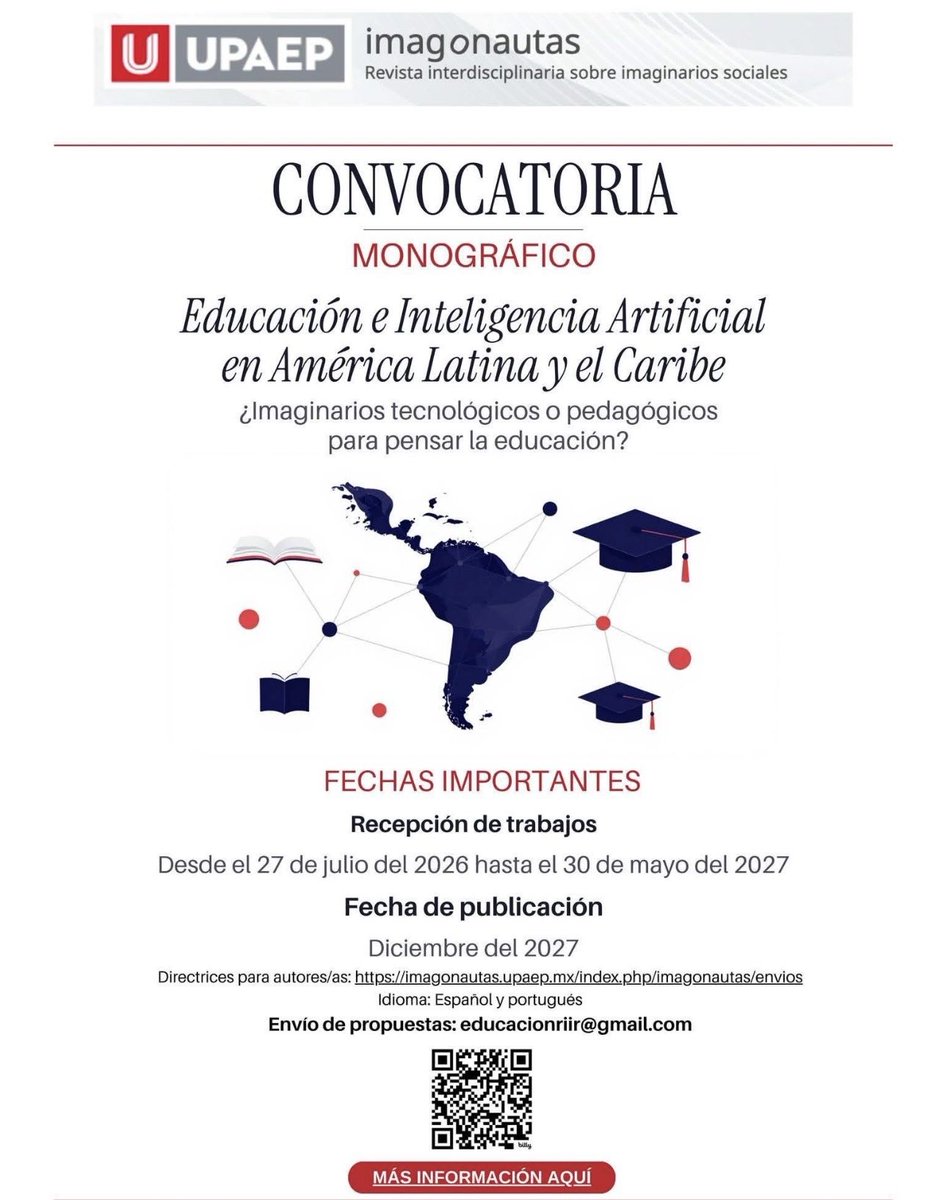AngeloInes's tweet photo. Convocatoria a presentar artículos de la revista interdisciplinaria sobre imaginarios sociales.
Fecha límite de presentación: 27 de julio de 2026 a 30 de mayo de 2027
Fecha de publicación: diciembre de 2027
Más información 👇🏼
https://t.co/a2B8pspDzQ https://t.co/AkY1nvSs6s